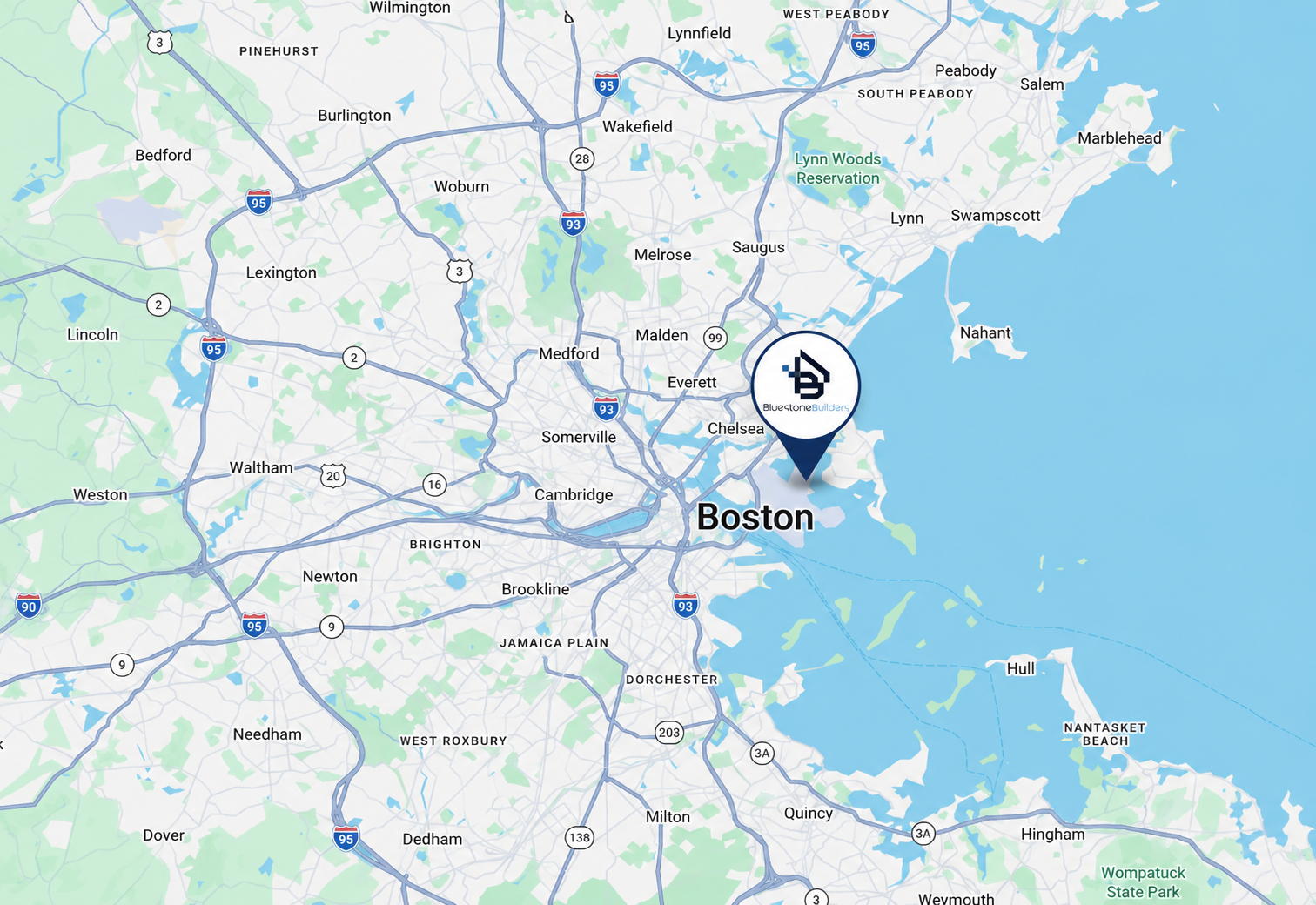 Bluestone Builders service area — Greater Boston, Massachusetts